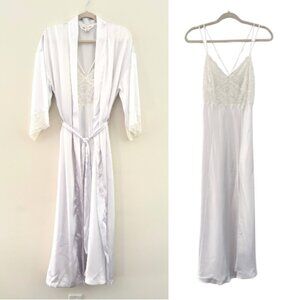 Victoria's Secret Size XS Bride Slip Dress and Robe Negligee White Lace Vintage
